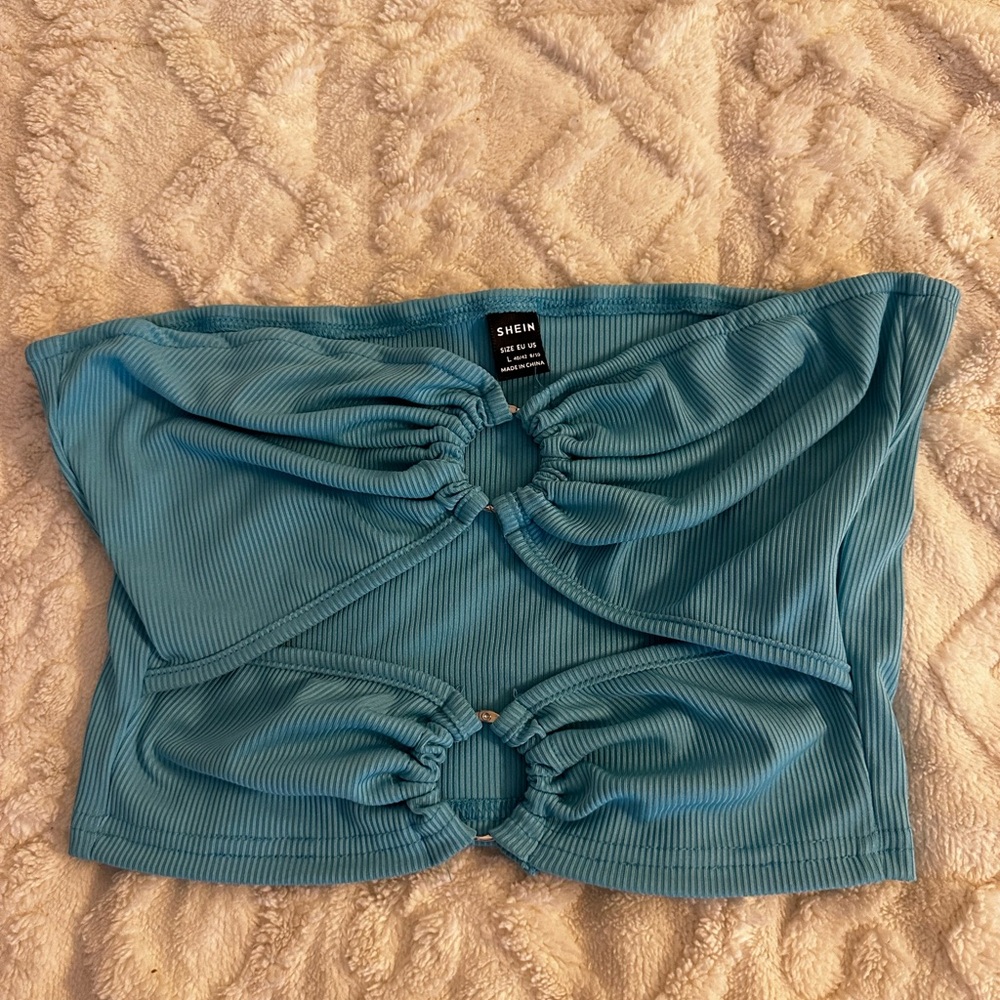 Shein Blue Strapless Top